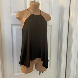 Express Asymmetric Hem Black Evening Top Matte Jersey Xsmall